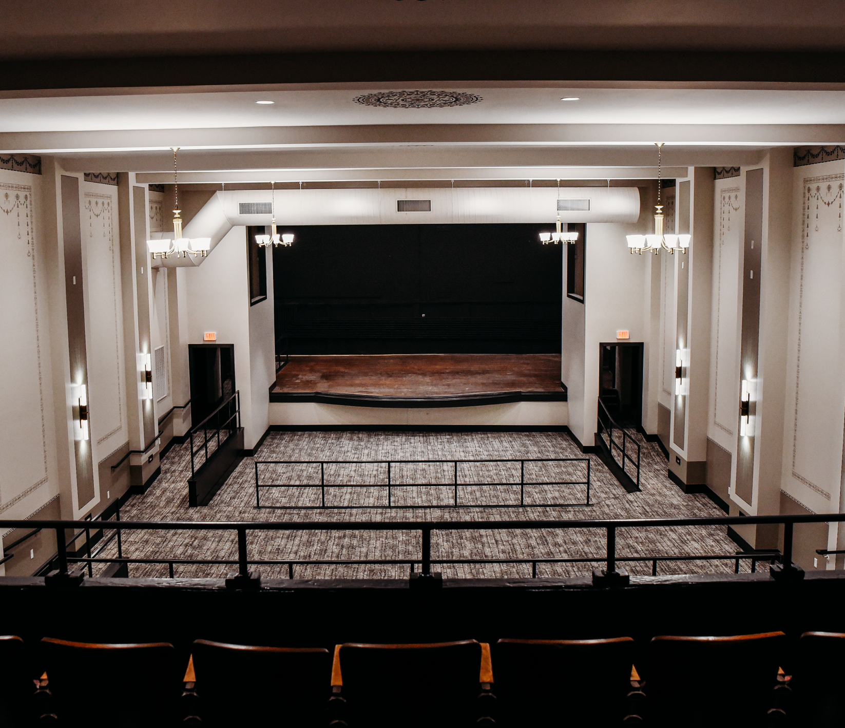 view of the main dawn theater stage from the balcony